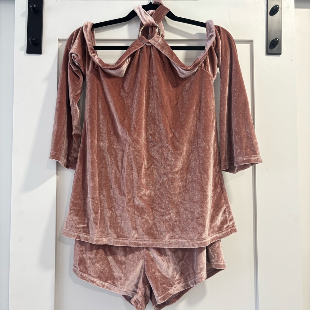 Sabo Luxe Velvet Ring Playsuit Pink Size XS - Picture 5 of 7